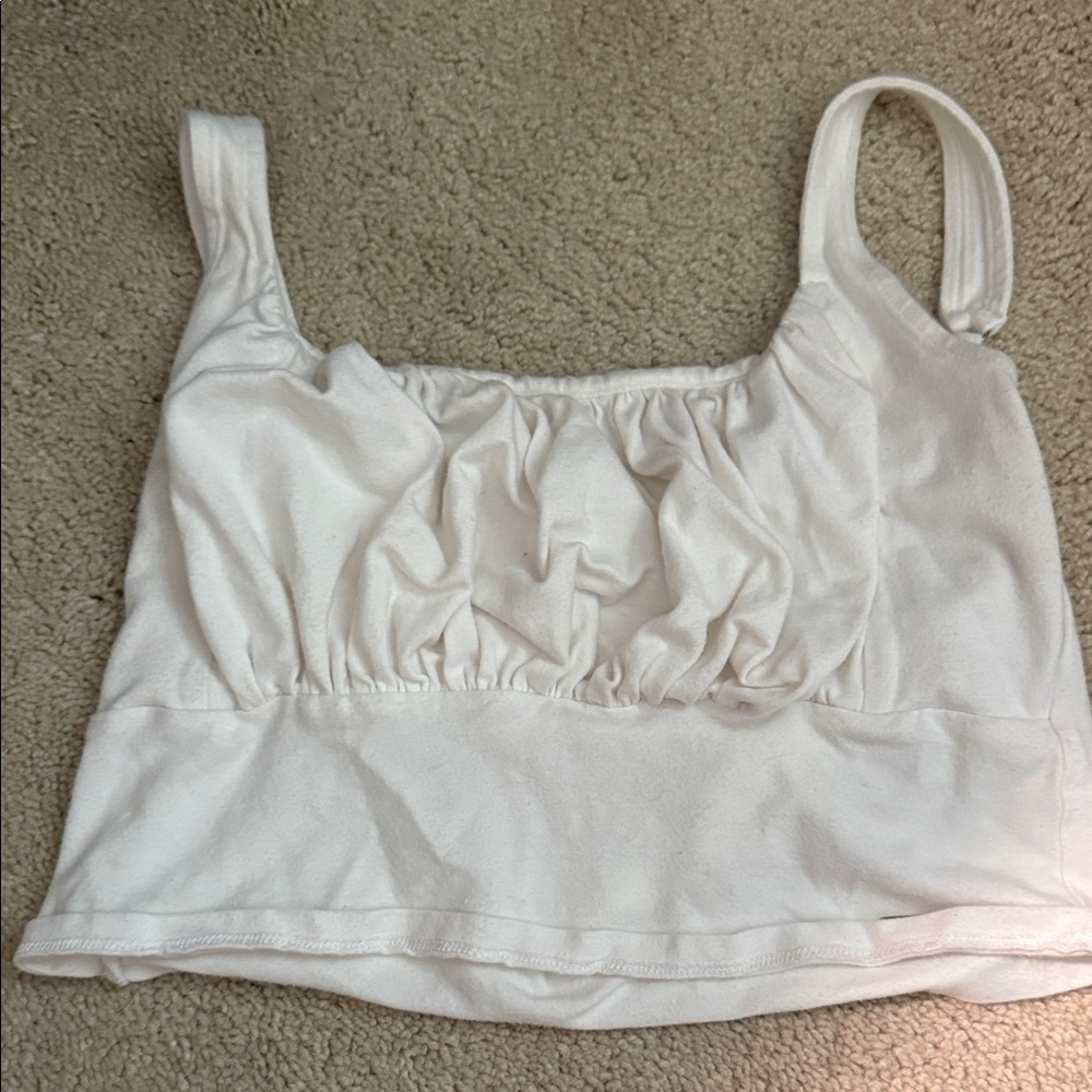 Hollister White Ruched Tank Top